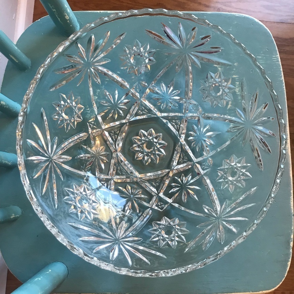 Anchor Hocking ‘Star‎ of David’ Crystal Punch Bowl vintage